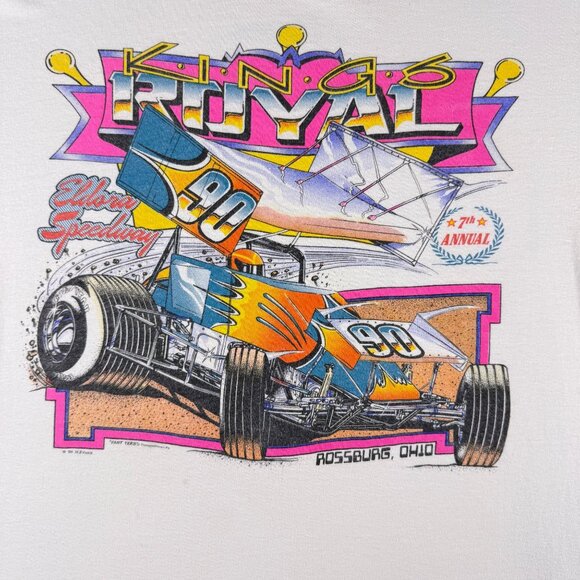 Vintage 1990 King’s Royal Racing Eldora Speedway Graphic T-Shirt Mens XL Retro - Picture 2 of 9